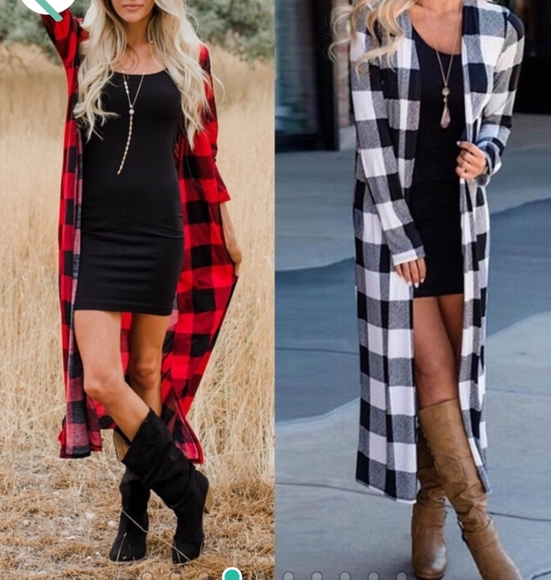 Plaid Long Sleeved Cardigan Jacket - Picture 4 of 5